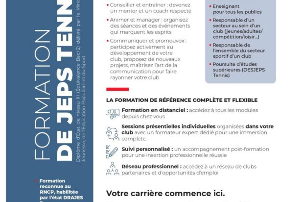 Formation Tu souhaites enseigner le tennis pour devenir moniteur ?